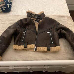 Women's Zara Aviator Jacket (Brown)